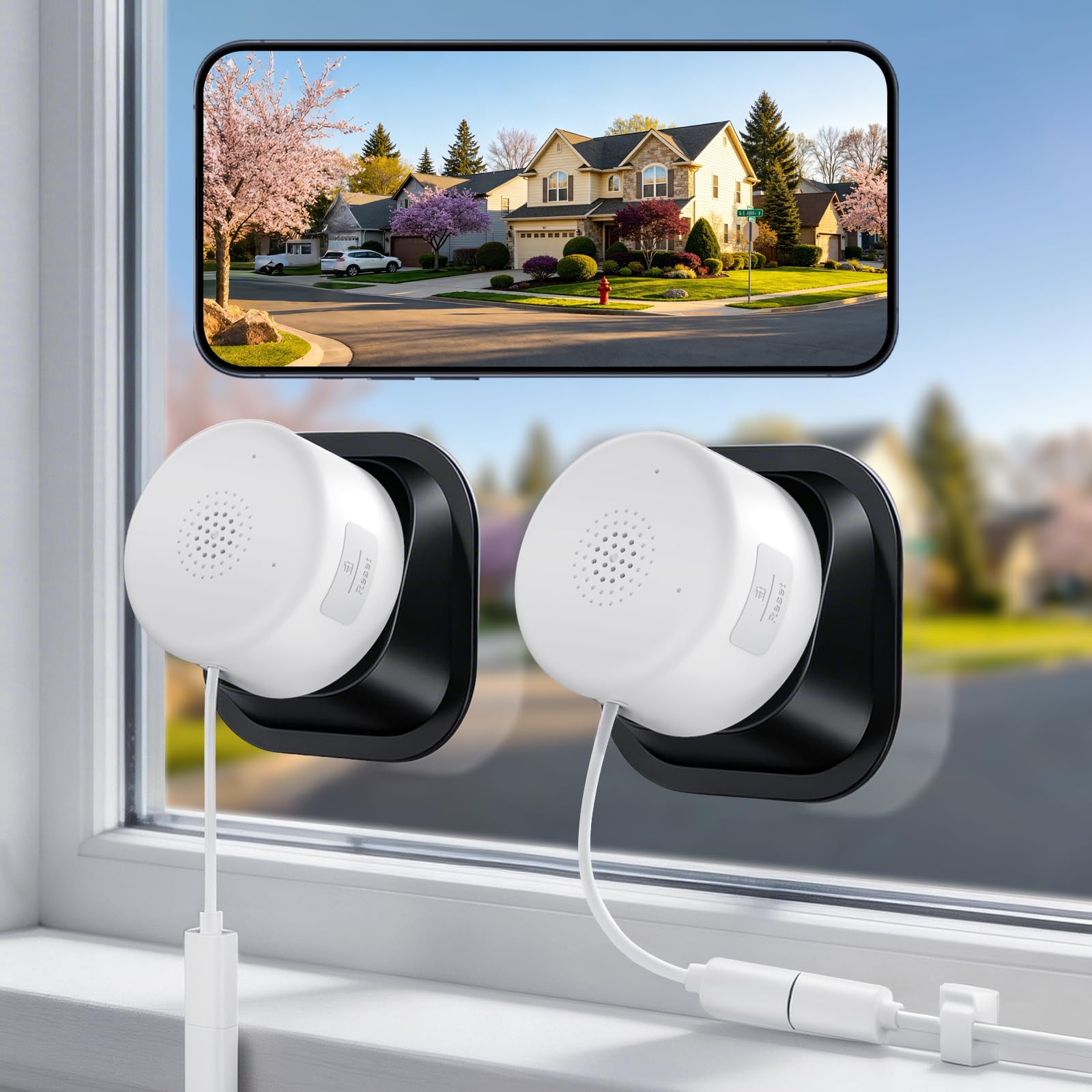4MP/2K Window Camera for Home Security, 2Pack No Drill 5G&2.4G WiFi Indoor Security Cameras, Outdoor Monitoring thru Glass, Blacklight Color Night