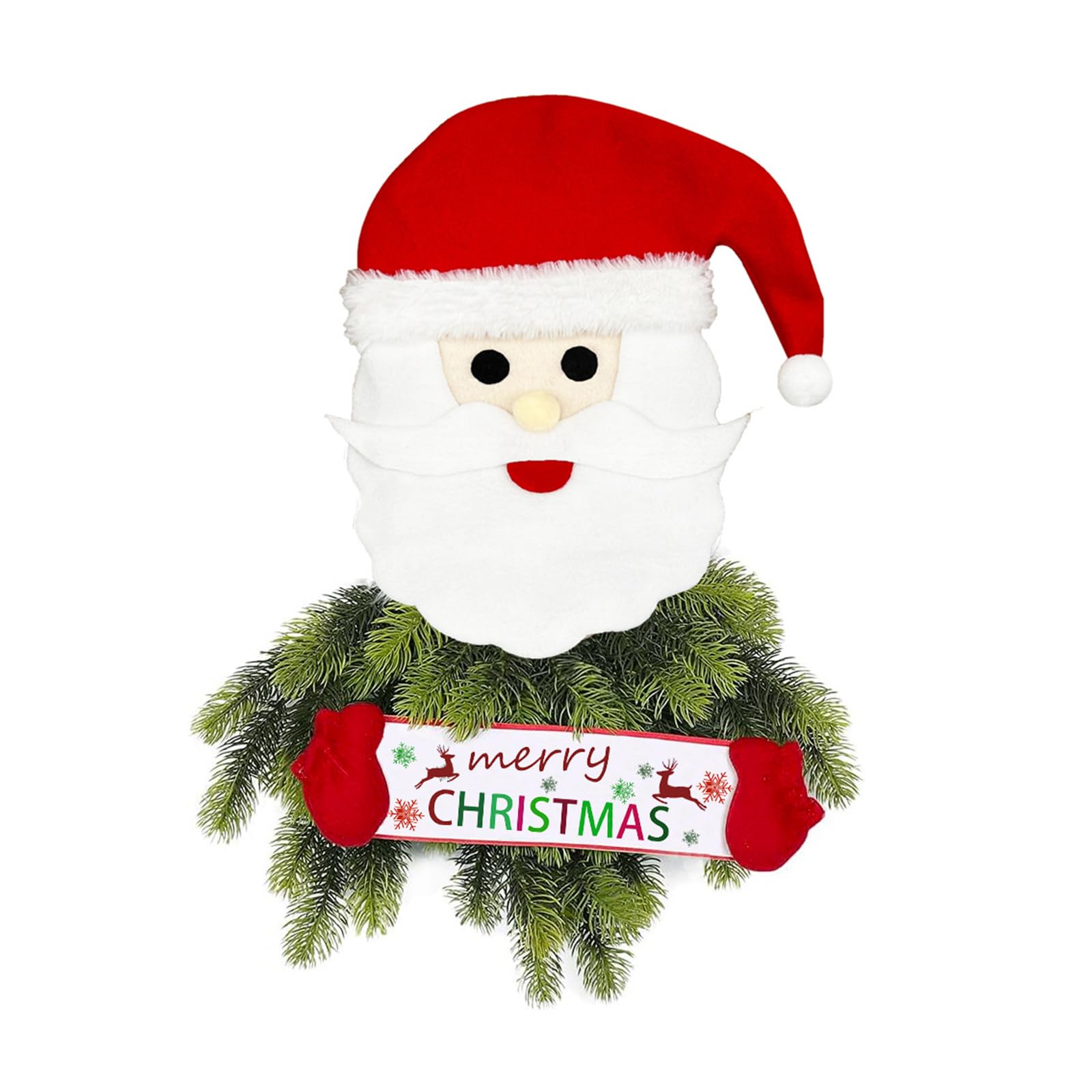 Tsophreniq Pine Needle Christmas Wreath with Santa Hat for Decorating, Doors, and Christmas Garlands