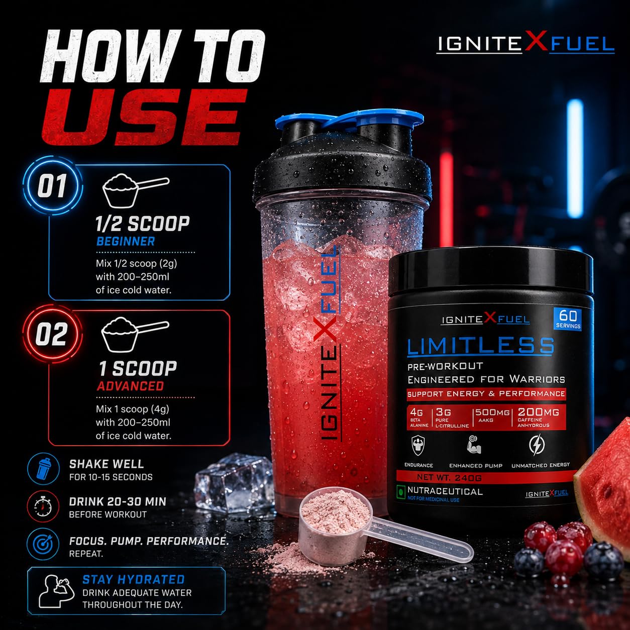 LIMITLESS Pre Workout for Men & Women, Fruit Punch, 60 Servings — Amazon image 5