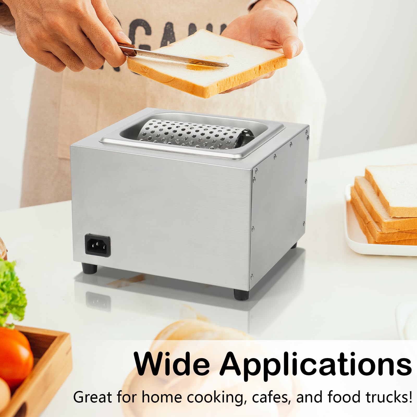 Rouleau à Beurre Électrique, Étaleur de Beurre en Acier Inoxydable 304 avec Température de Chauffage (30°C~88°C) pour Faire Fondre Rapidement Beurre Étaler Beurre Uniformément Sur hamburger Pain Toast