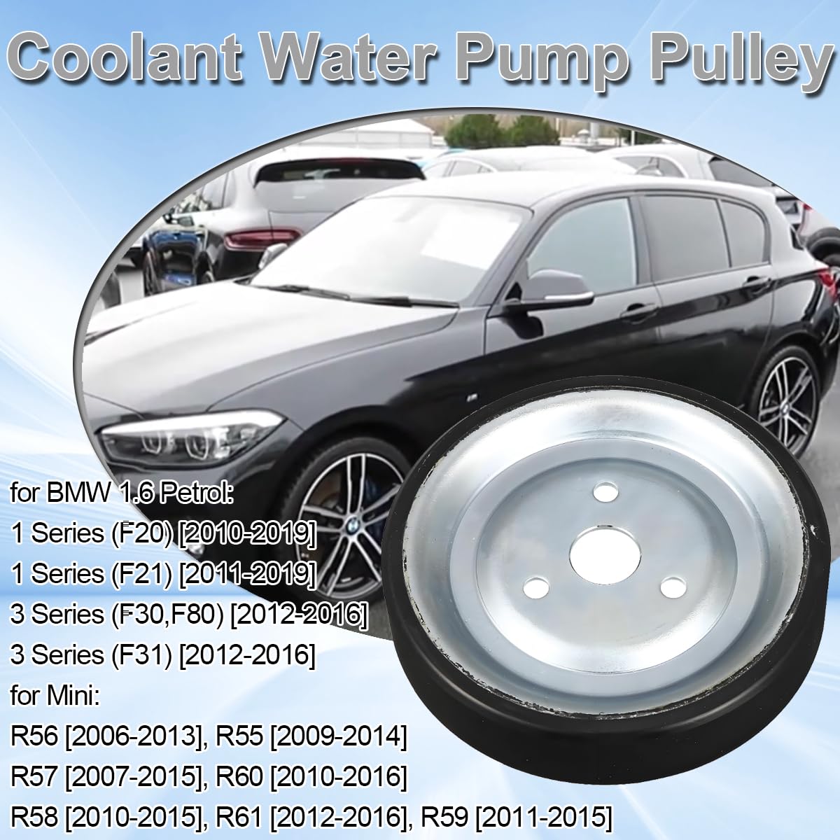 ZAMDOE 11517619020 Poulie de pompe à eau moteur pour BMW 1er F20 F21 3er F30 F31 pour Citroen C3 C4 C5 DS3 DS4 DS5 pour Mini R55 R56 R57 R58 R59 R60 R61 11517545958 11517571012 120459 120447