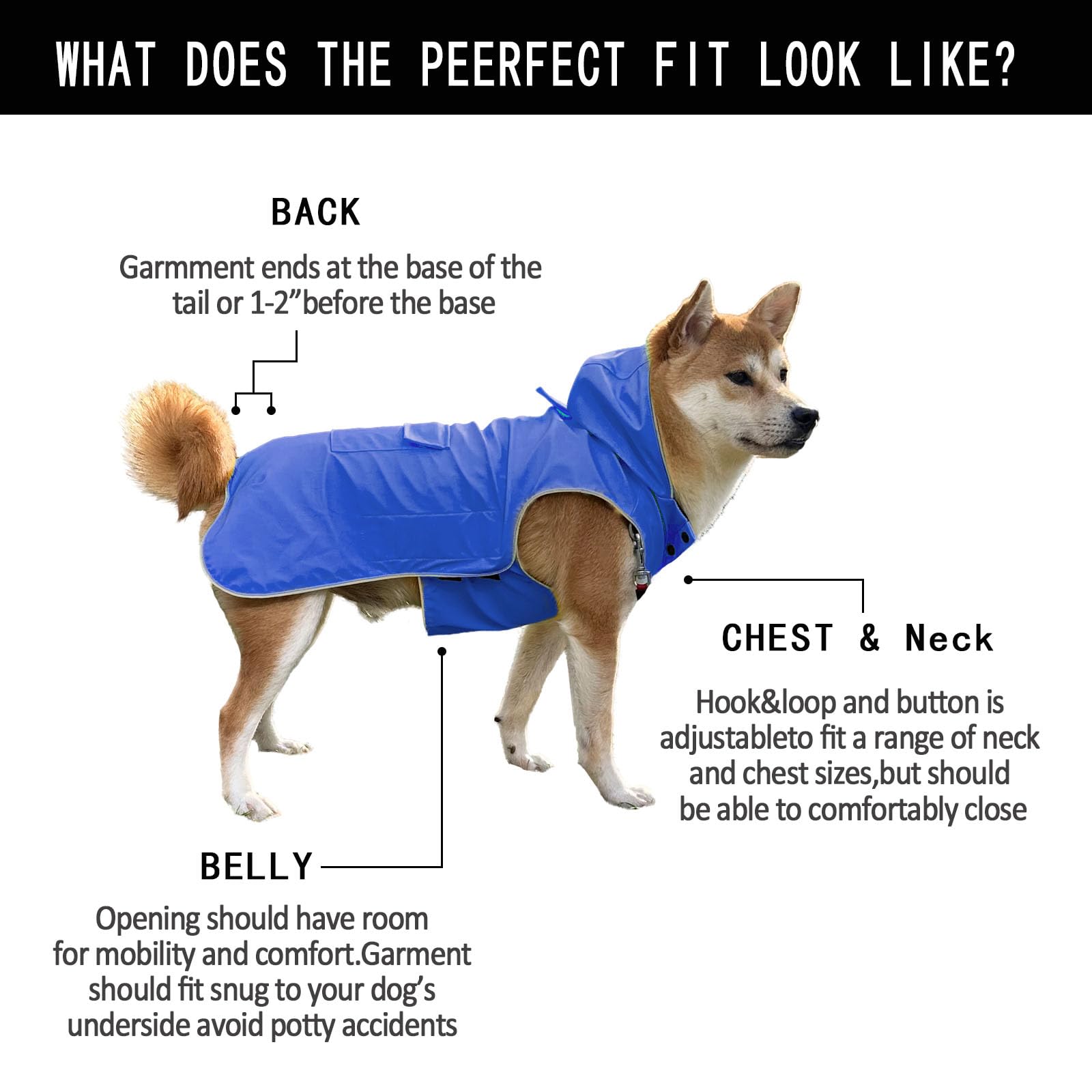 Manteau de pluie pour chien non rigide, super doux au toucher, réfléchissant, réglable, facile à porter, trou pour laisse pour chiens de petite race - 5XL (bleu, taille M)