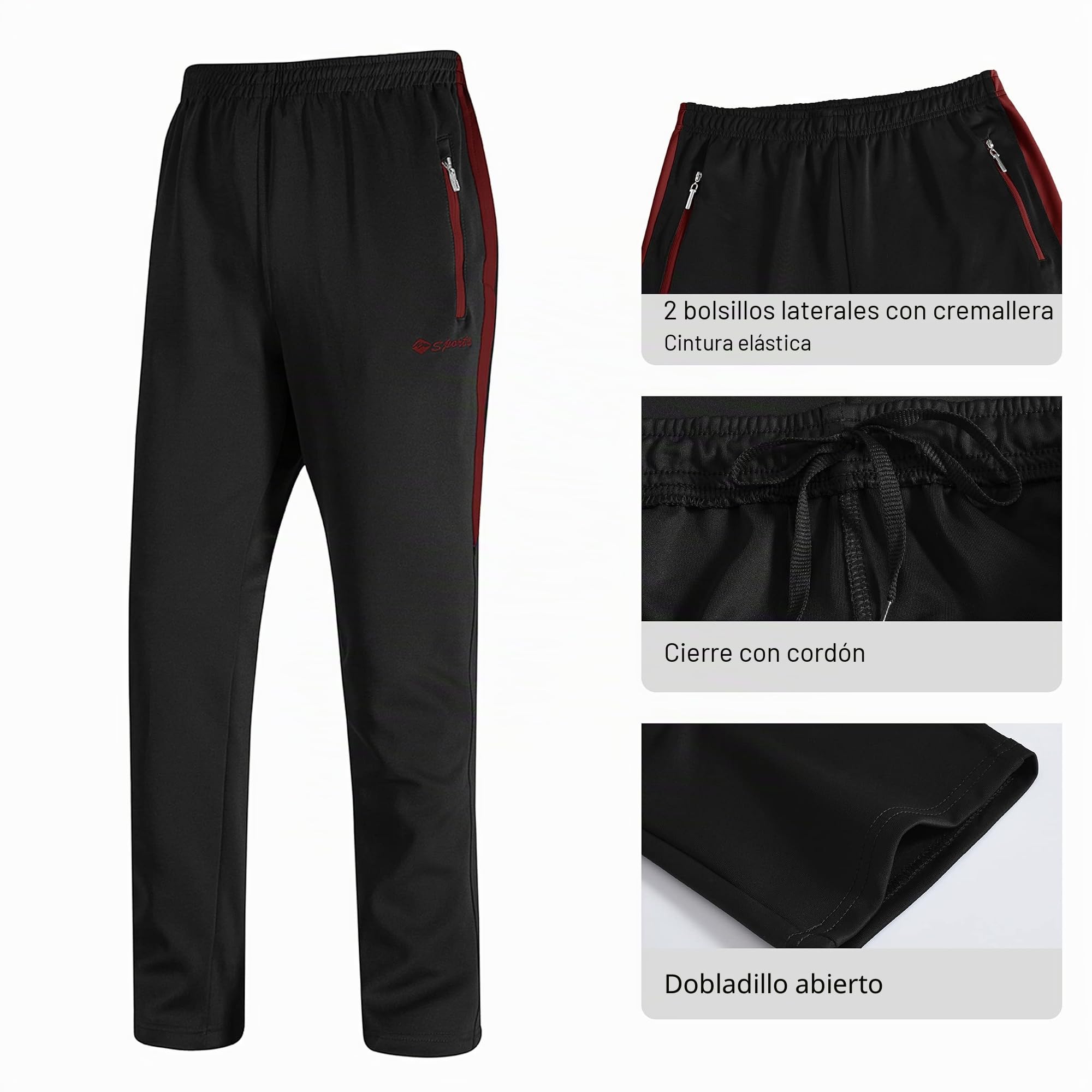 Rdruko Conjuntos de chándal para hombre, chaqueta deportiva con cremallera completa, casual, con cordón elástico, 2 piezas con bolsillos con cremallera
