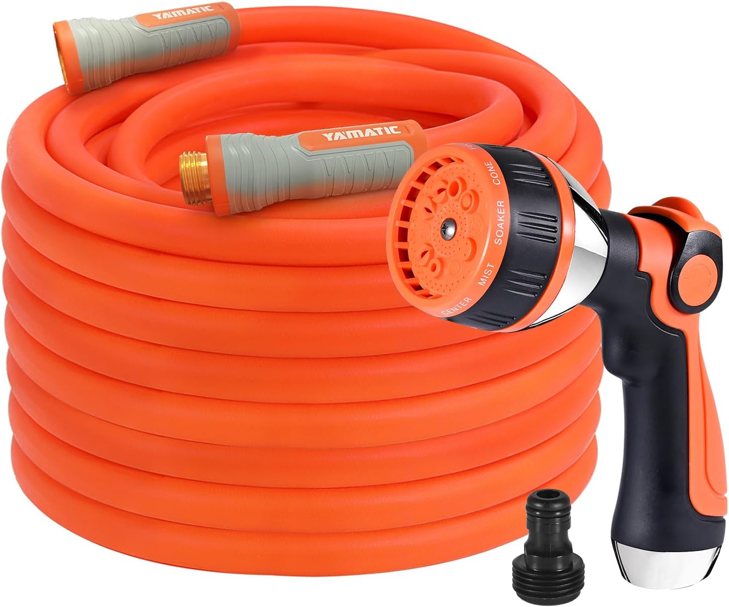 YAMATIC Heavy Duty Garden Hose 5/8 in x 75 ft with Garden Hose Nozzle