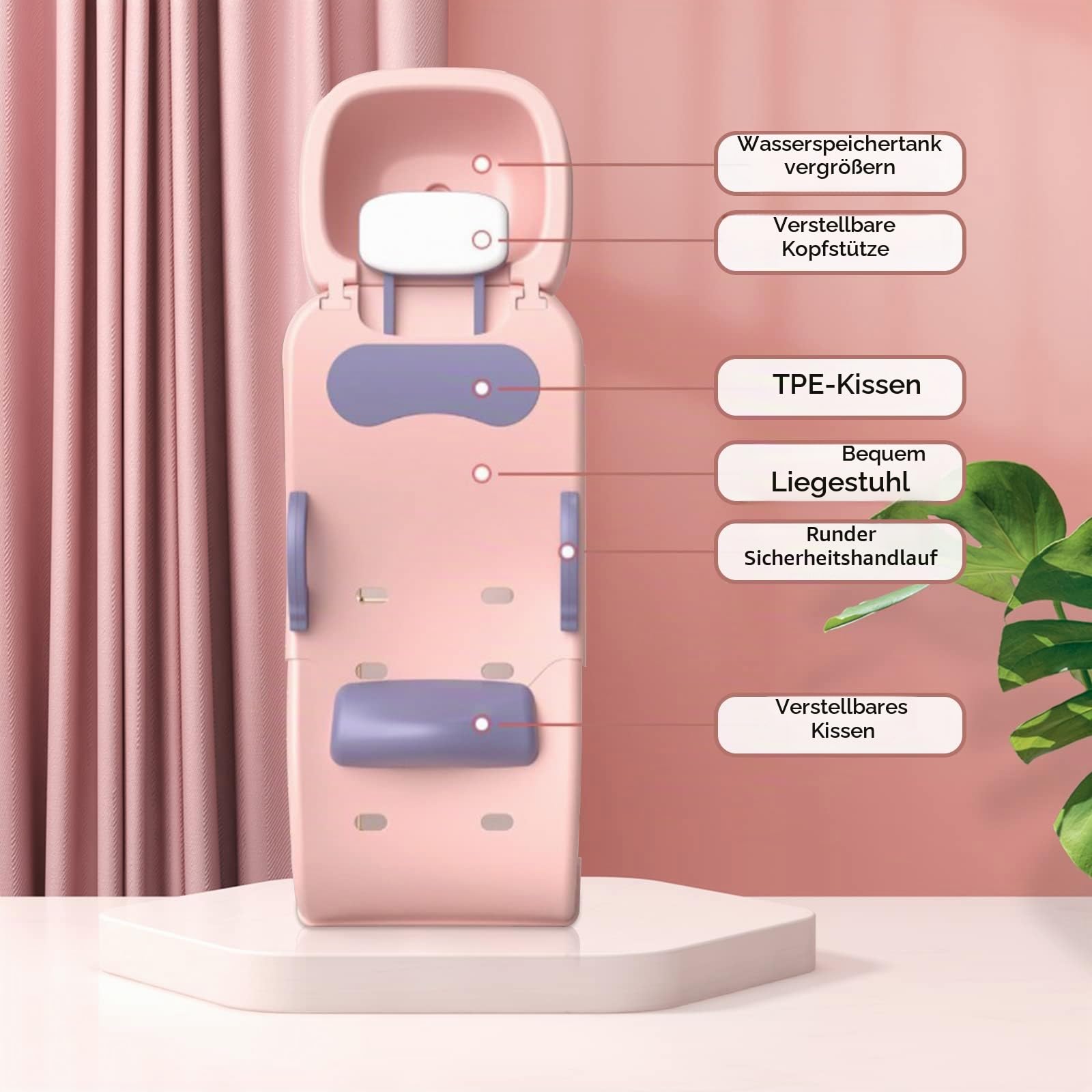 Kinder-Haarwaschstuhl, verstellbar, kind-Shampoo-Stuhl, Badende Mädchen, rosa Salonstuhl für Kleinkinder