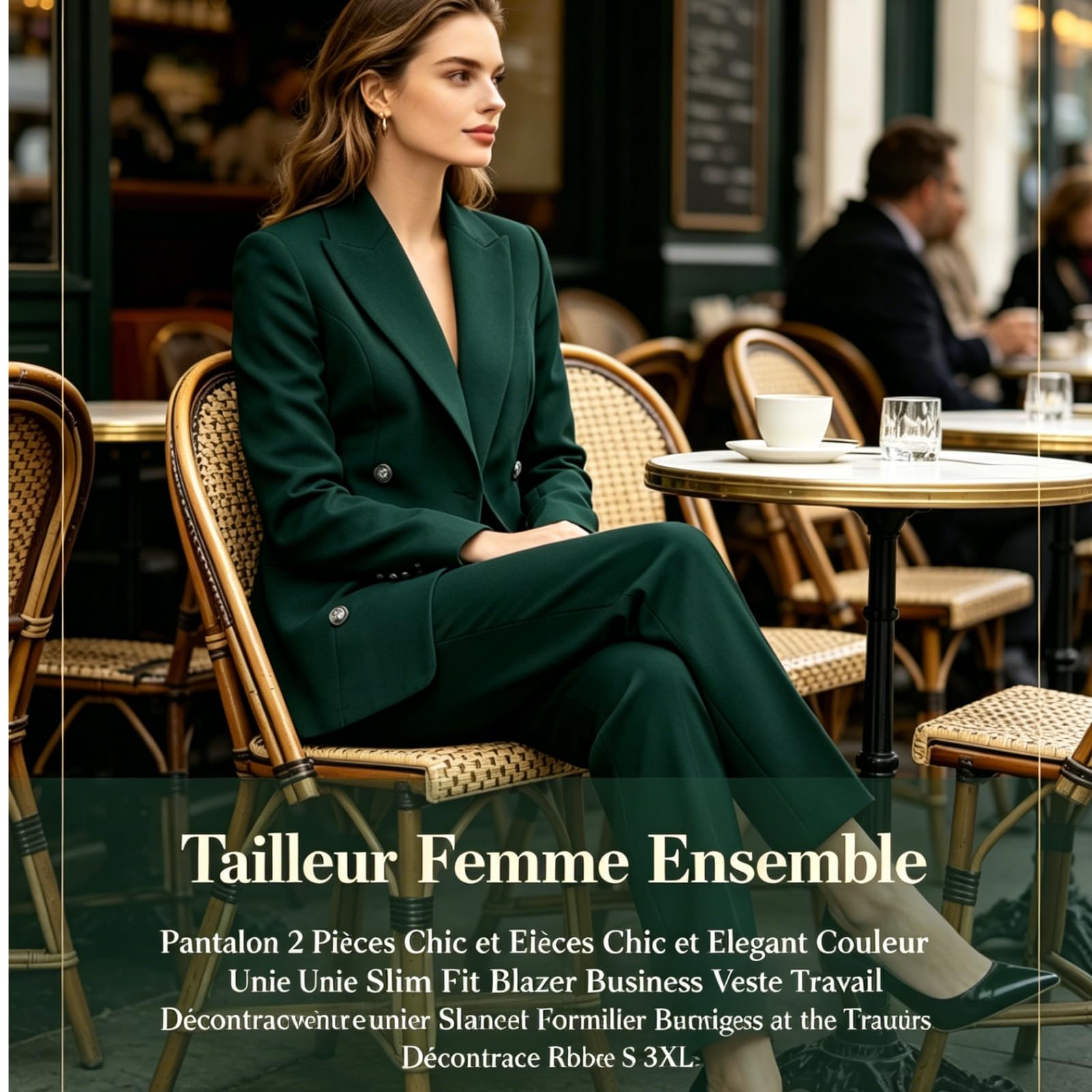 Tailleur Femme Ensemble Pantalon 2 Pièces Chic et Elegant Couleur Unie Slim Fit Blazer Business Veste Travail Décontracté Bureau Blazer Formelle Mariages Et Fêtes Bureau Vestes de Robe S-3XL