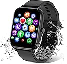 Smart Watch for Men Women Compatible with iPhone Samsung Android Phone 1.83 inch Full Touch Screen IP68 Waterproof Bluetooh Fitness Tracker Heart Rate/Sleep Monitor, Black