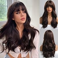 Vista 10 de EMMOR Peluca larga color rosa degradado para mujer, pelucas sintéticas de cabello rizado natural con raíz oscura y explosión, uso diario