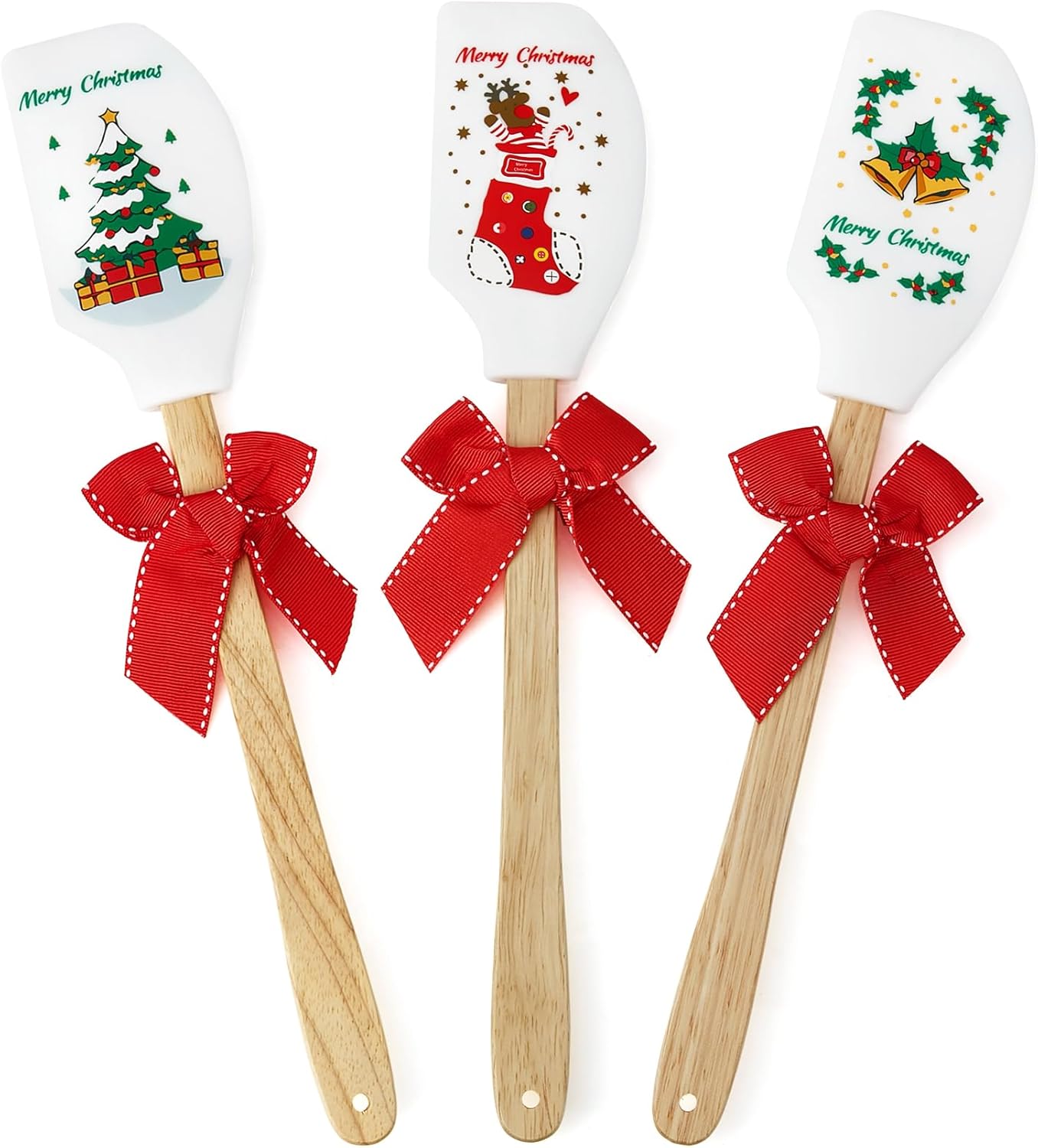 Cibeat Christmas Silicone Spatulas, 3 Pieces Premium Heat