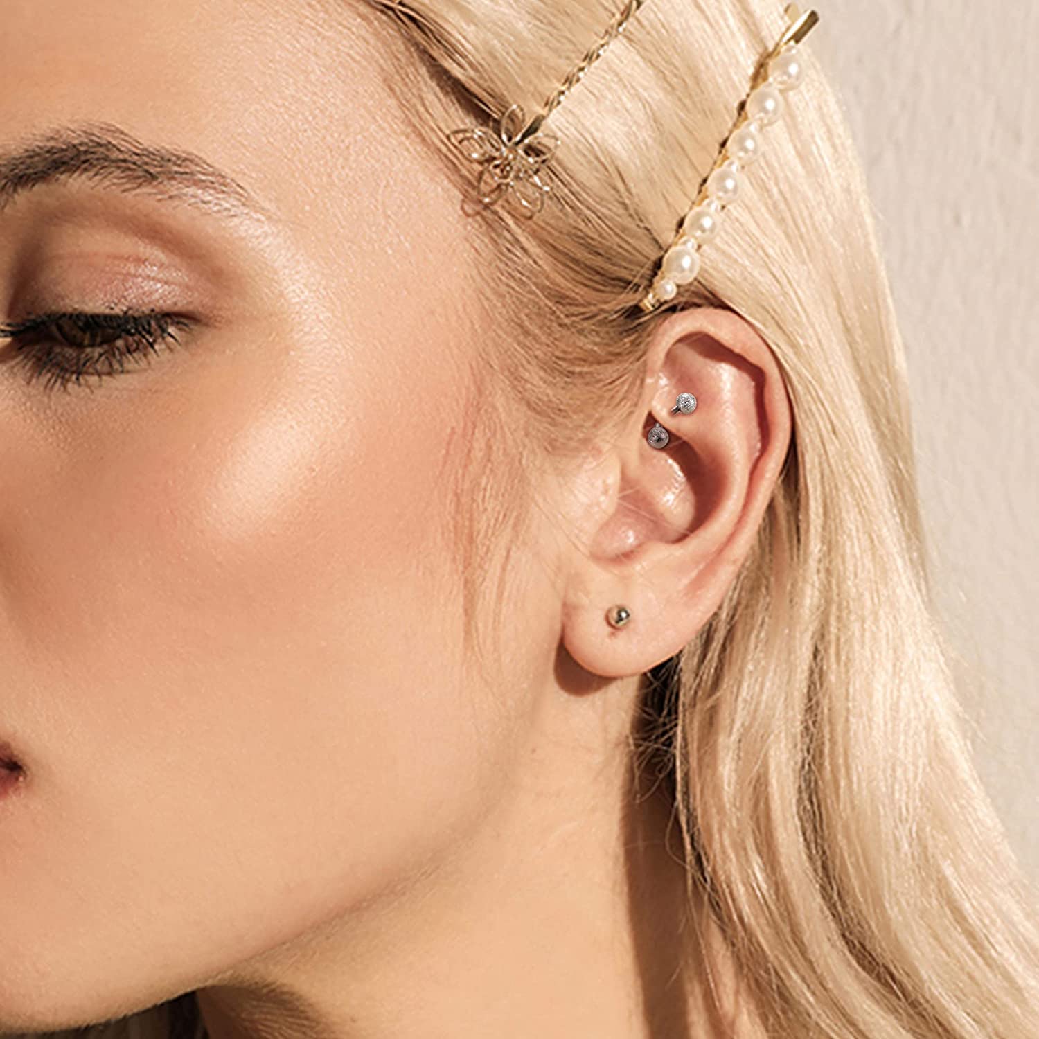 LOLIAS 12 sztuk kolczyków 16 G Rook Daith Curved Barbell ze stali nierdzewnej dla kobiet, piercing tragus, brwi, kolczyk do ciała, kolczyk typu banan, zestaw biżuterii 6-8 mm, 1.2 mm, Stal nierdzewna