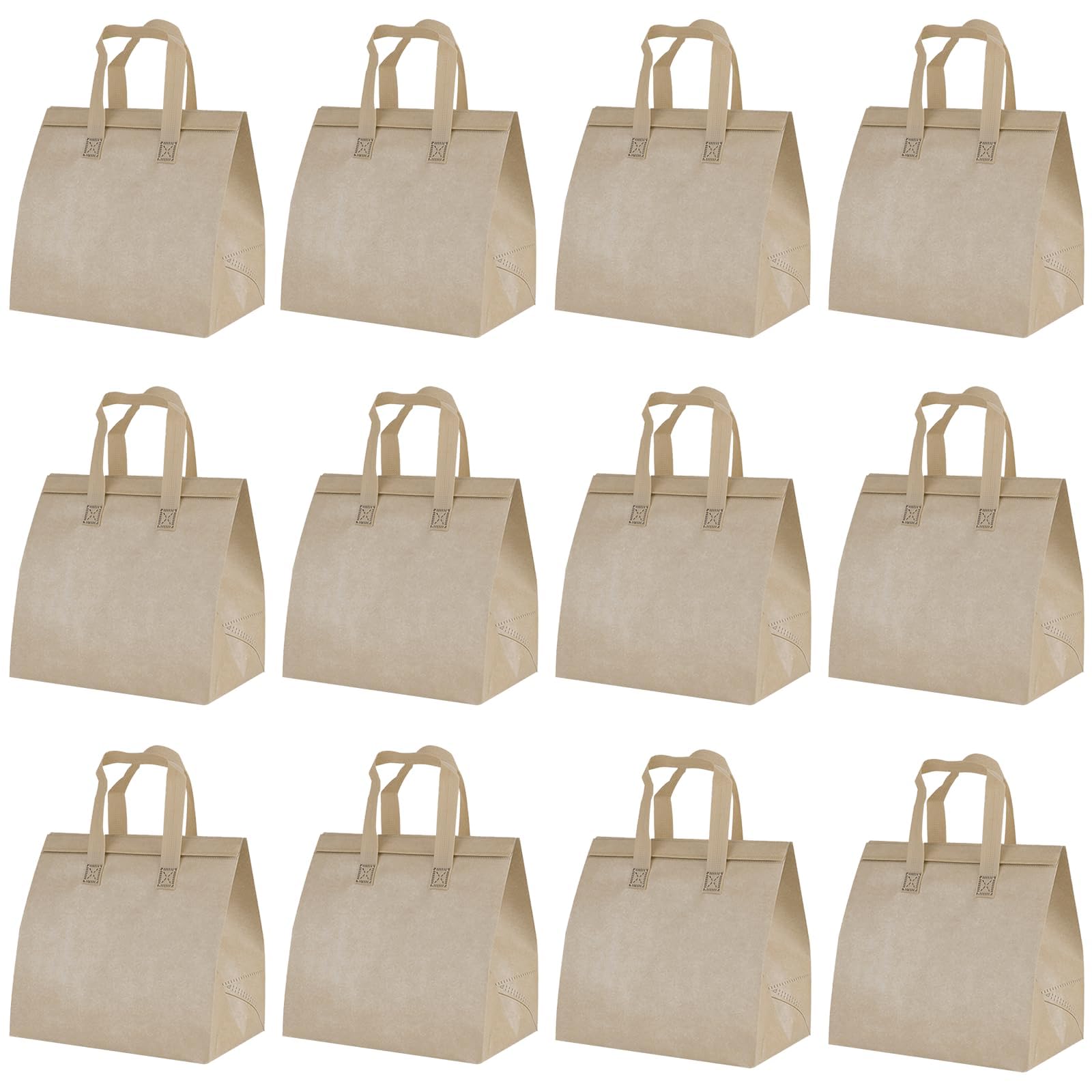 Chanseen 12 Pack Disposable Insulated Lunch Bags - Thermal Cooler Take Away Bag for Food Delivery Coffee Milk Tea Hot Cold Drink