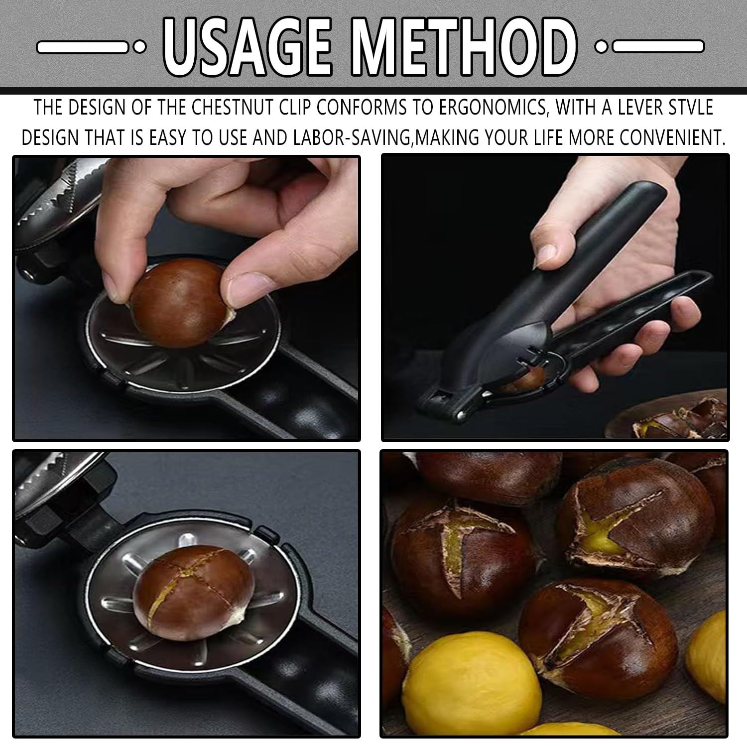 HLFMQZEI Pince Chataignes,Châtaigne Clip,Inoxydable Pince à Châtaignes Outil De Cuisine Pour Châtaignes,Ouvre Chataigne