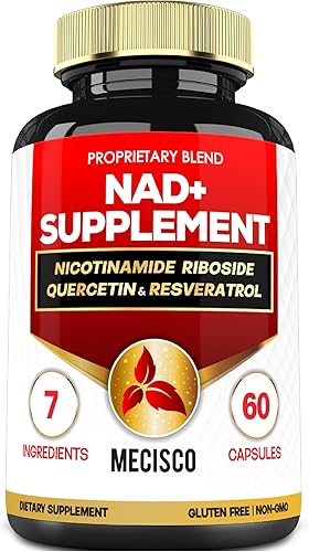Suplemento NAD+ con ribósido de nicotinamida con quercetina, resveratrol, cúrcuma, rodiola rosa, astrágalo, ginseng, energía celular y reparación,