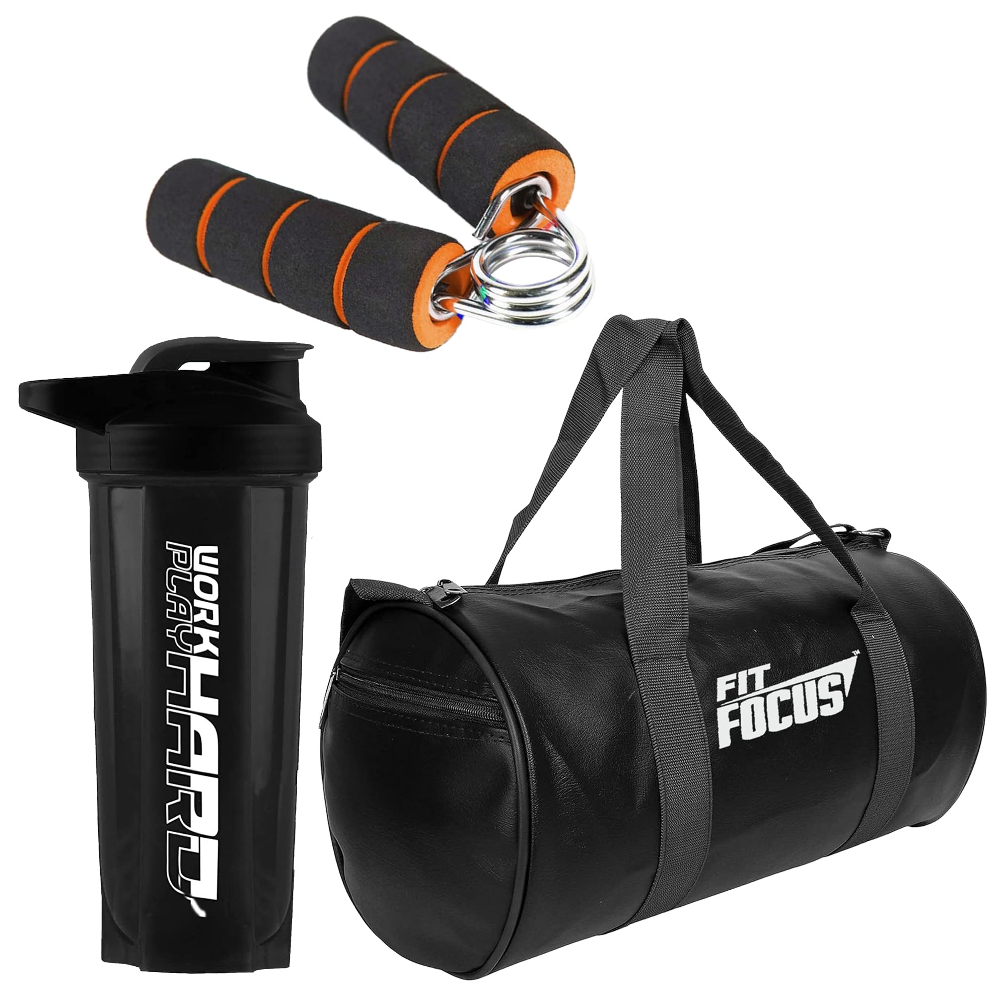Gym Bag with Hand Gripper and Gym Shaker Combo Bag for Men Shaker for Protein Shaker Bottle Strong Hand Gripper for Weightlifting 700ML Shaker 100% Leak Proof | Protein Shaker | Gripper (Black)-image-7