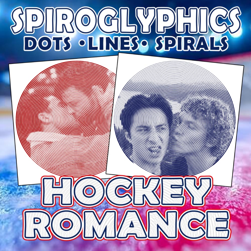 Hockey Romance Spiroglyphics Dots Lines Spirals: One Color Coloring Book for Adults to Create Masterpieces Easily Featuring Boy Couple in Sports for Relaxation & Stress Relief