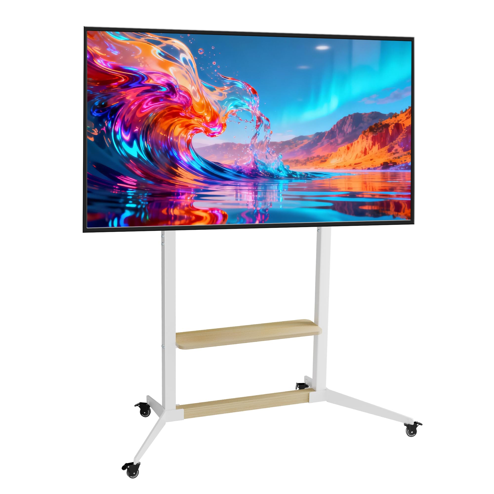 UNHO Soporte de TV con Ruedas Móvil : Soporte de Pie para LCD/LED para Televisiones 40-100 Pulgadas, Ajustable en Altura, MAX VESA 800x600mm, con 4 Ruedas Bloqueables y Estante, Carga Máx 100kg