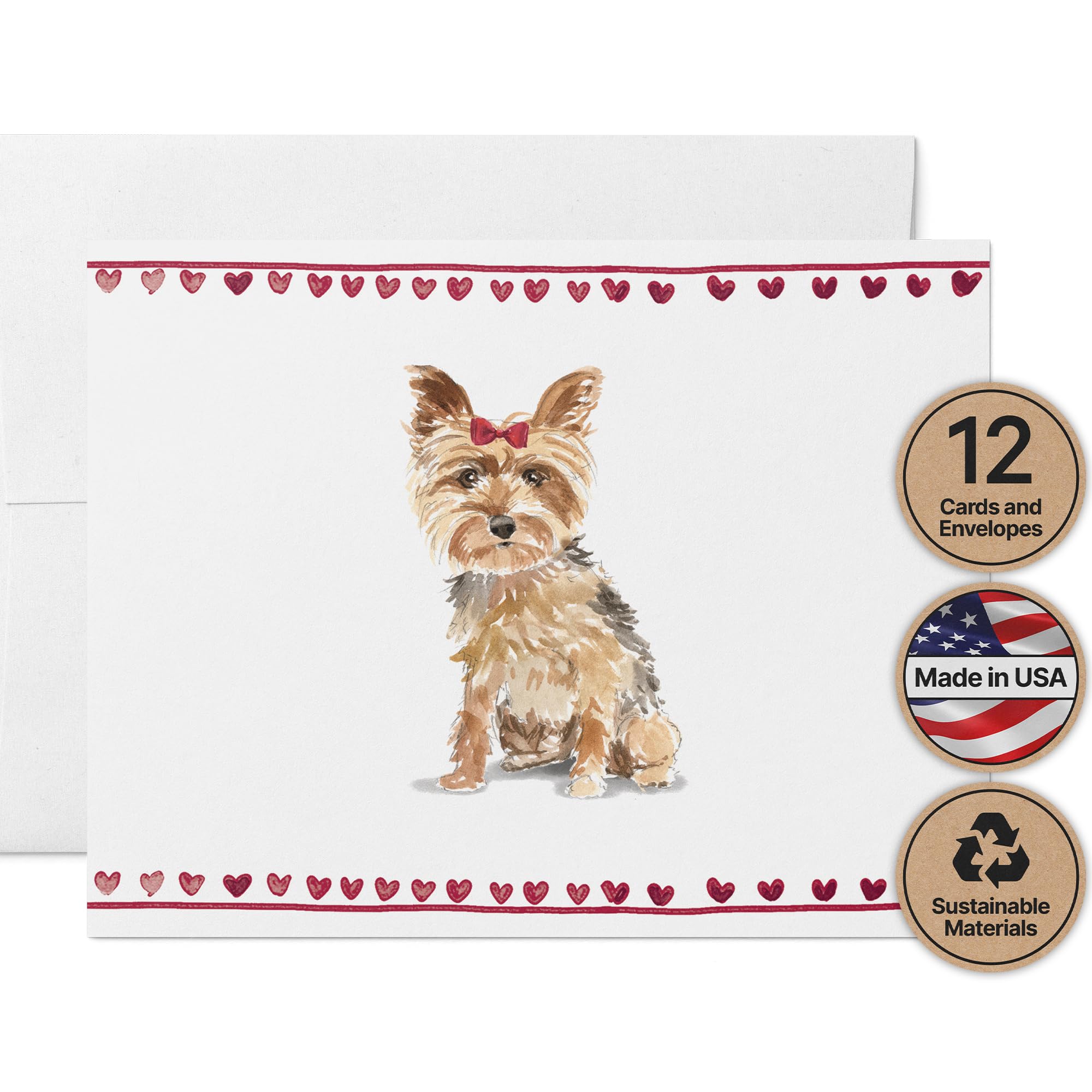 Twigs Paper Yorkshire Terrier Thank You Cards, 12 Dog Stationery Note Cards — image 1