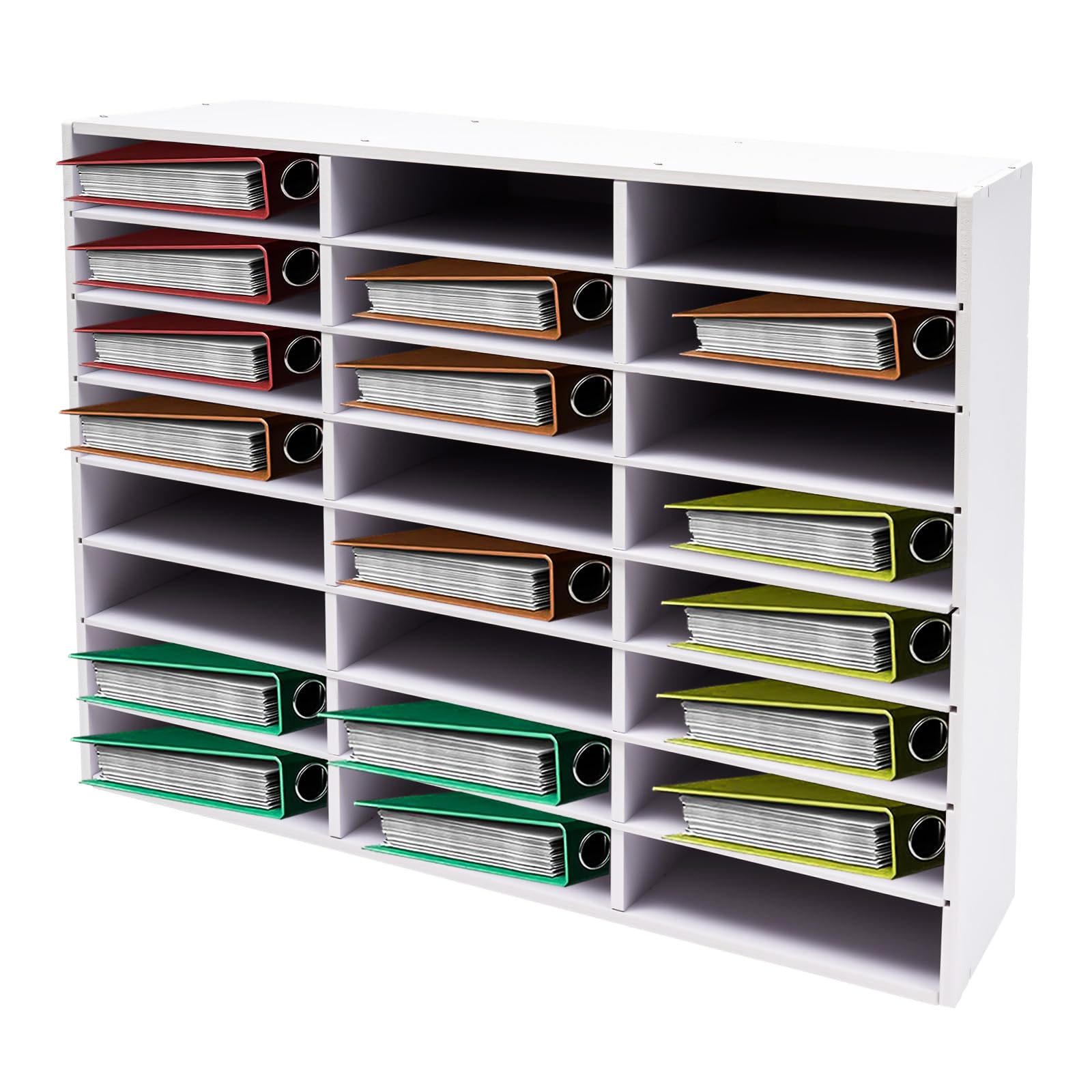 Organisateur de documents à 24 compartiments, 3 colonnes et 8 rangées de papier, blanc, organisateur de lettres et de documents pour bureau, salle de classe et maison