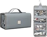 ROYALFAIR Sac de toilette suspendu avec crochet durable Roll-Up Make Up Organisateur et sac de voyage - 4 Costume de sac cosmétique amovible pour hommes ou femmes (Grey)