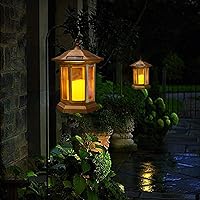 Vista 2 de Farol Solar para Exteriores, Linternas Colgantes para Exteriores con Luces LED de Velas - Luces Solares Impermeables de PVC, Luces de Farol