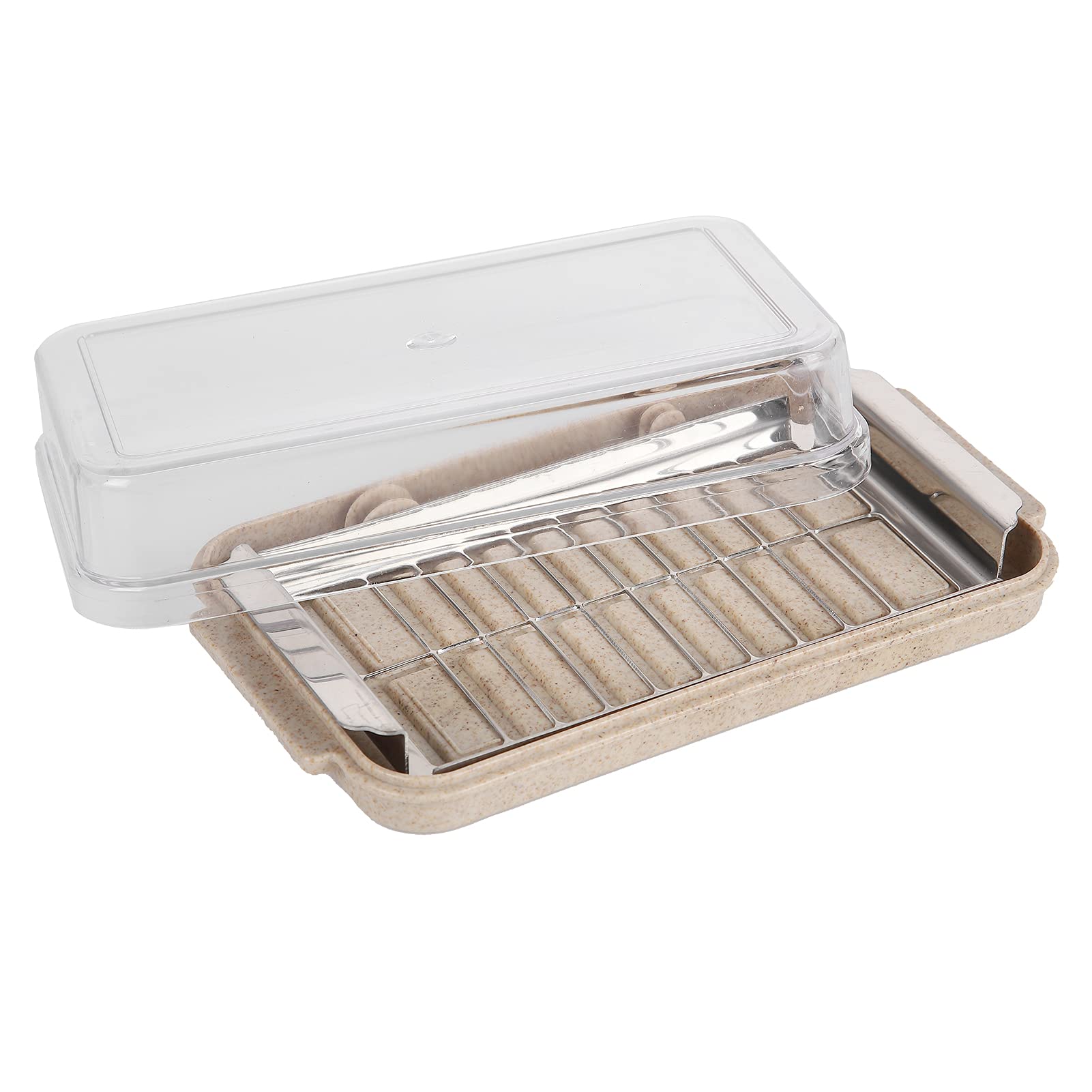 Fockety Cortador de mantequilla, recipiente de mantequilla en barra de plástico, caja cortadora de mantequilla simple (Caja de corte de rejilla de mantequilla (base de trigo).)