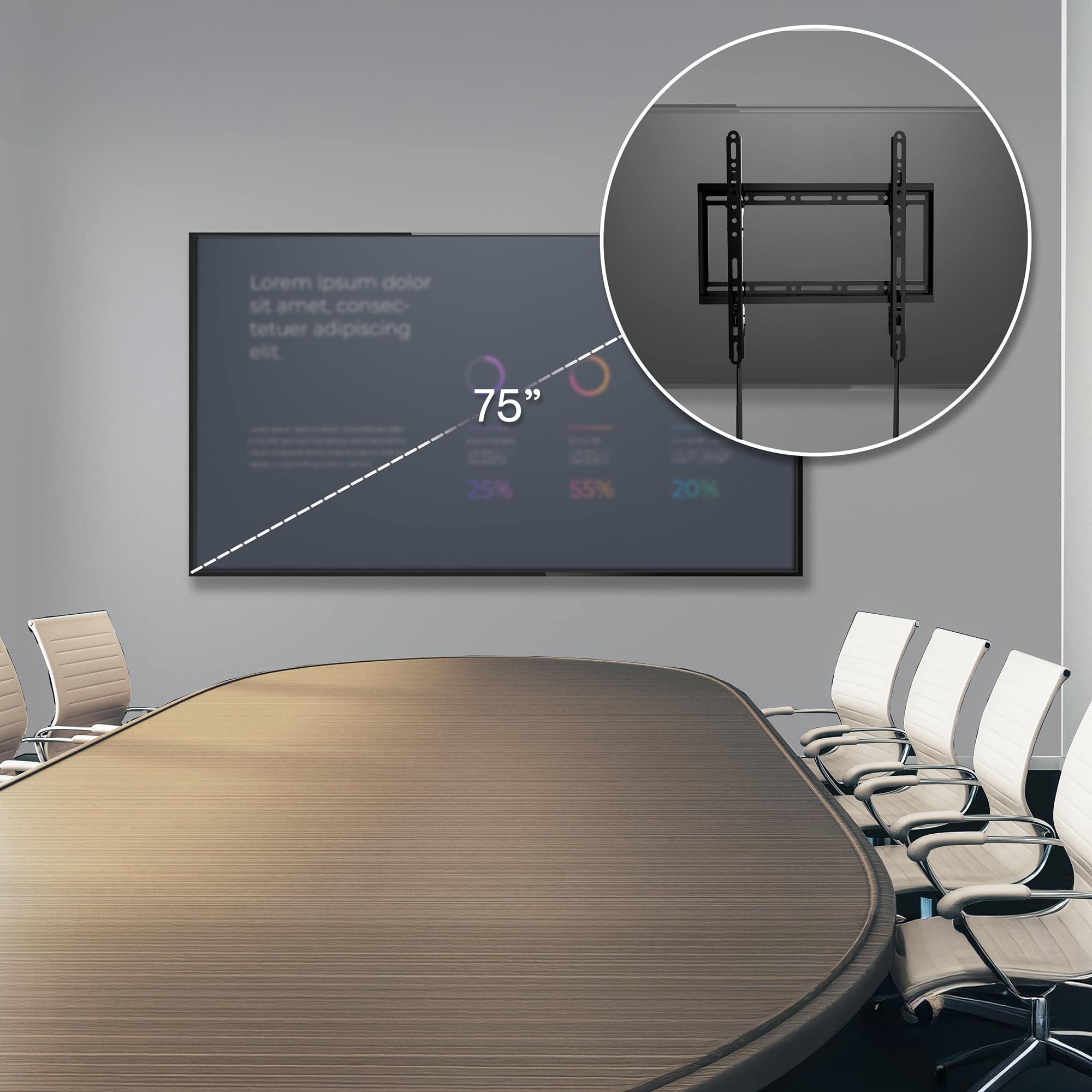 VIVO Mount-VW075T - Supporto da parete per TV LCD LED curvo e piatto da 32" a 75", con inclinazione e VESA max 400 x 400 mm, colore: nero