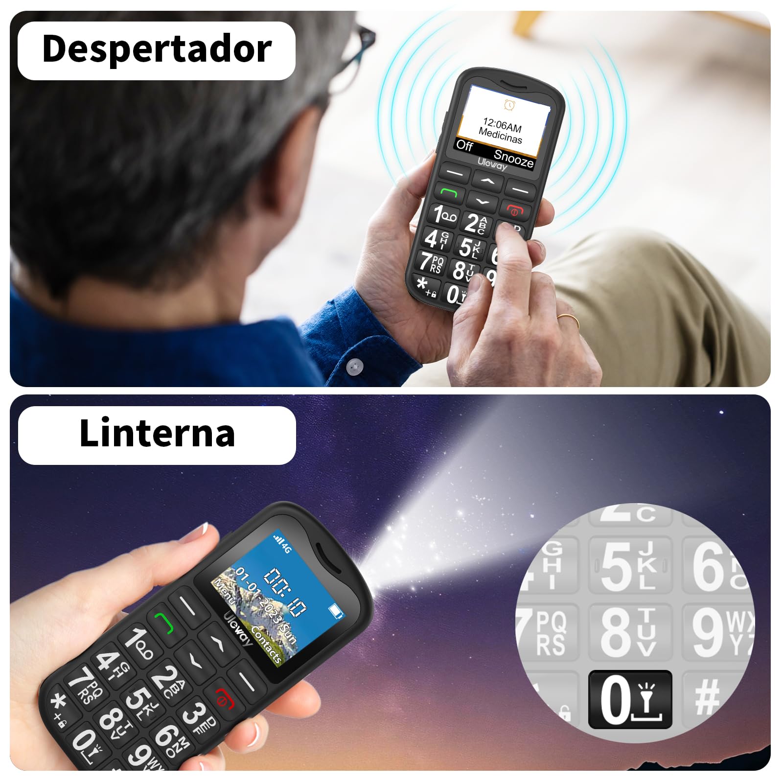 CHAKEYAKE Teléfono Móvil para Personas Mayores, Dual SIM Telefono Móvil Basico con Teclas Grandes, Alto Volumen, LinternaBotón SOS, FM Radio, Fácil de Usar Senior Teléfonos