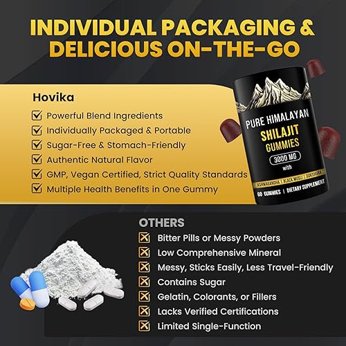 Miniatura 5 de Gomitas puras de Shilajit del Himalaya para hombres y mujeres, gomitas de oro Shilajit ricas en Ashwagandha, Gokshura con más de 85 oligoelementos