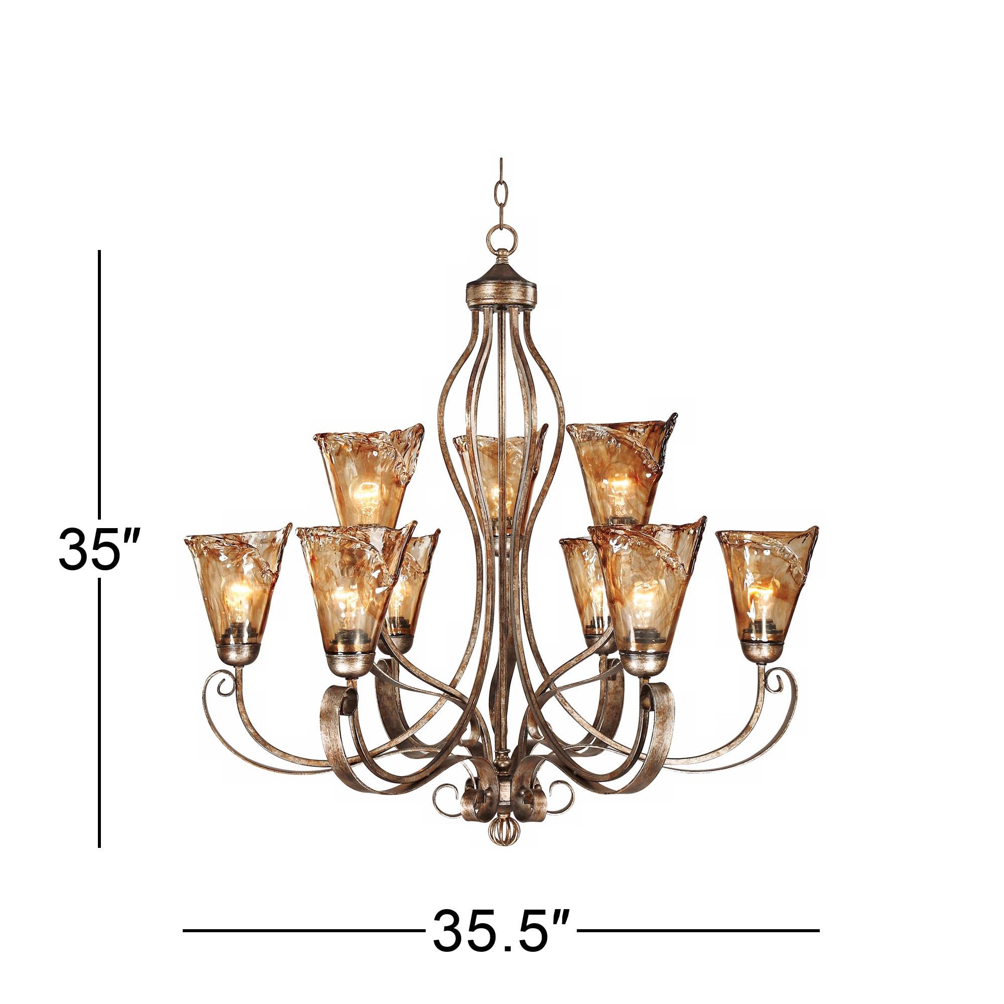 Amazon.com: Franklin Iron Works Bronze Gold Chandelier - 9 Light