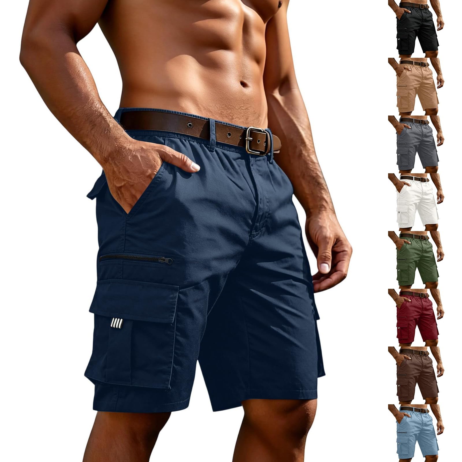 Short de randonnée pour homme - Longueur genoux - Short cargo d'été