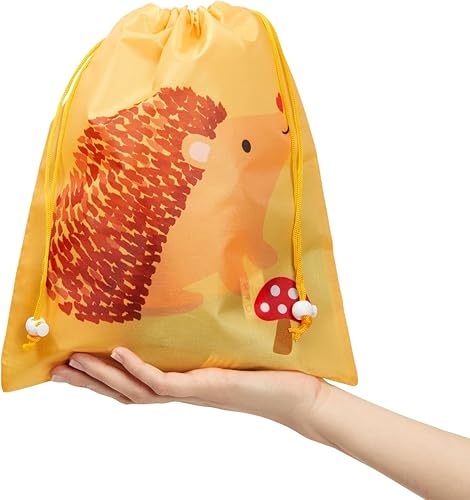 Miniatura 4 de BLUE PANDA Paquete de 15 bolsas con cordón para fiestas temáticas de animales para cumpleaños de niños, 5 diseños (10 x 12 pulgadas)