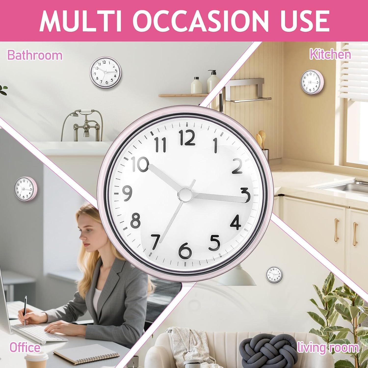 Mini Suction Cup Shower Clock Waterproof Plastic Wall Time Display