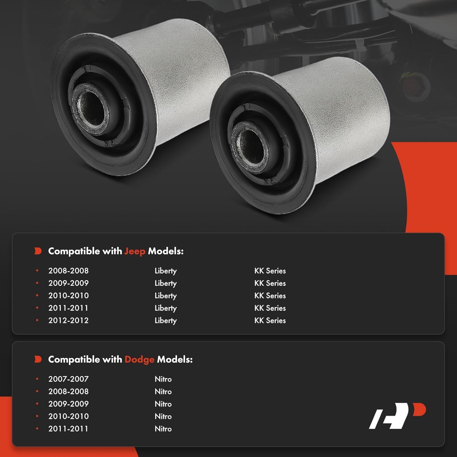 A-Premium 2 x Front Lower Arm To Strut Control Arm Bushing Kit, Compatible with Jeep KK Series Liberty 2008-2012 & Dodge Nitro 2007-2011