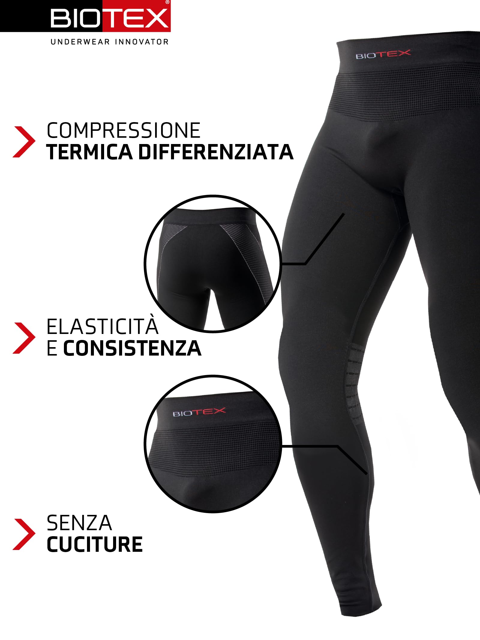 BIOTEX Calzamaglia Smart Compression Termica Unisex, Compressione Intelligente, Ideale per Sport Outdoor Invernali
