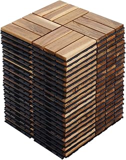 Interlocking Outdoor Deck Tiles Made from Sustainable Acacia Hardwood an...