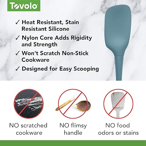 Miniatura 3 de Tovolo Espátula de silicona Flex-Core, borde de silicona cónico para raspar, mango ergonómico, espátula de goma resistente al calor, sin BPA y apta