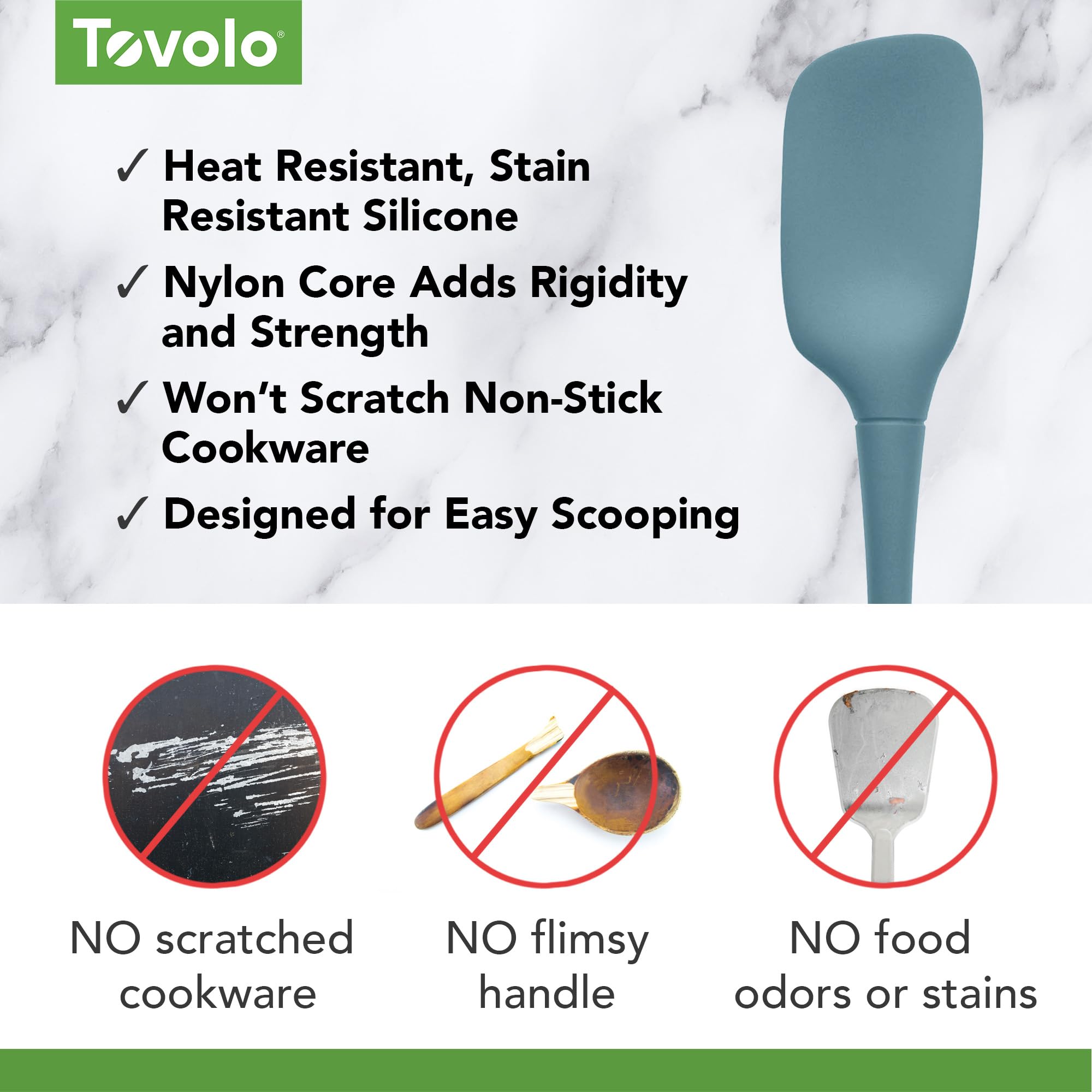 Tovolo Flex-Core Silikonlöffel, konische Kante, ergonomischer Griff, hitzebeständig