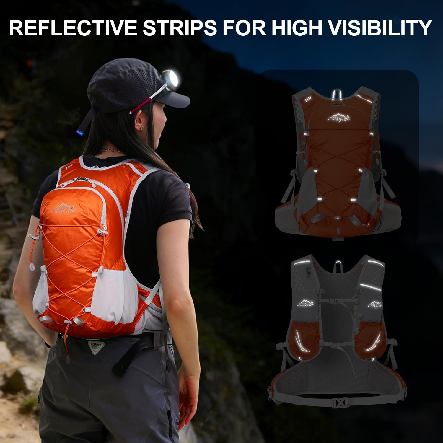 IX INOXTO Hydration Backpack, 18L Lightweight Hiking Backpack with 2L Water Bladder Daypack Women Men, Water Backpack Insulated Hydration Pack for Hiking, Running, Festival, Cycling