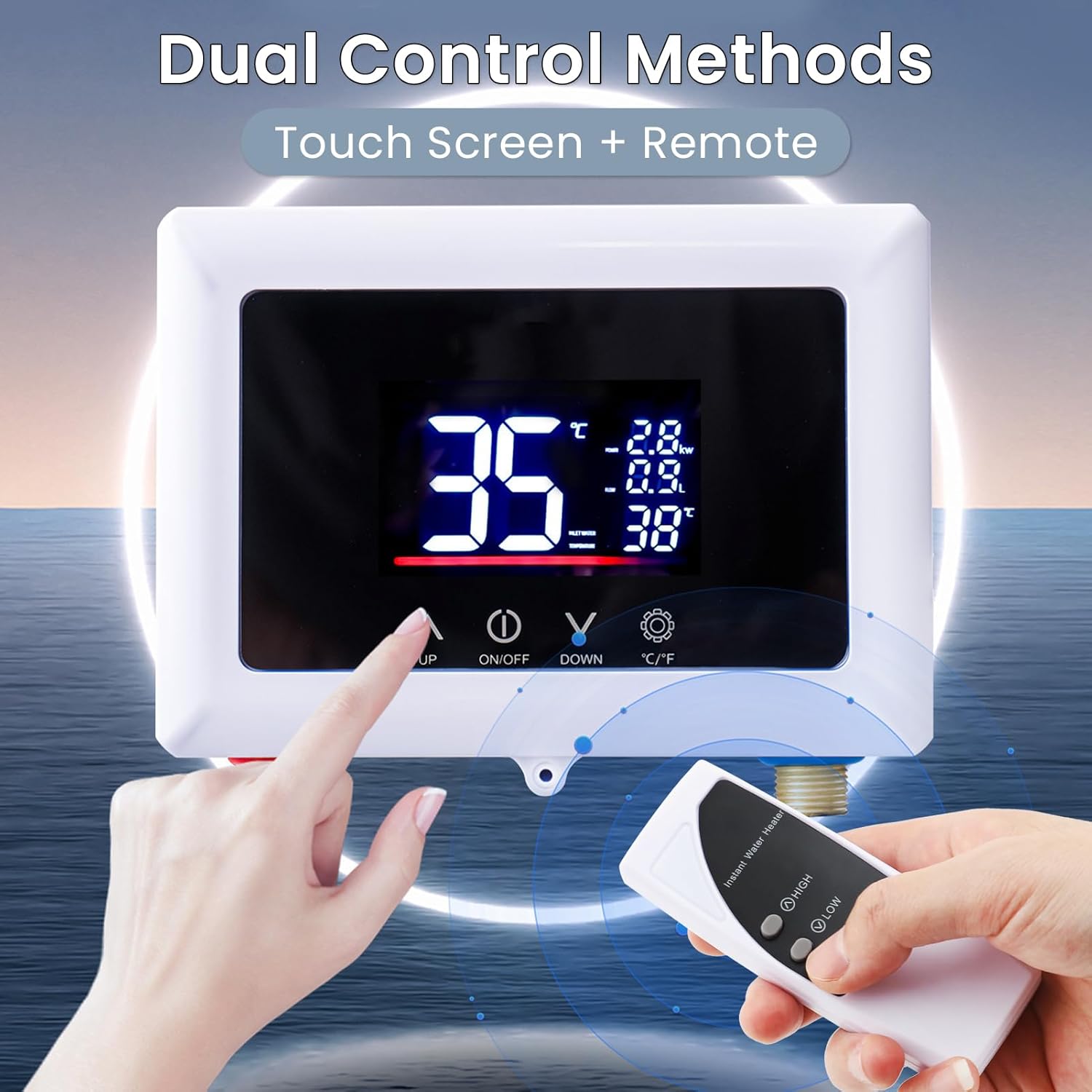 Mini Tankless Water Heater Electric 110V Under Sink Small Hot Water Heater Instant On Demand for Kitchen Bathroom 3000W Rectangular Screen