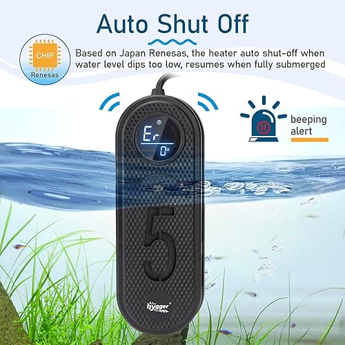Miniatura 4 de hygger Calentador de acuario de titanio de ahorro de energía actualizado, sumergible digital, calentador de tanque de 800 vatios para protección