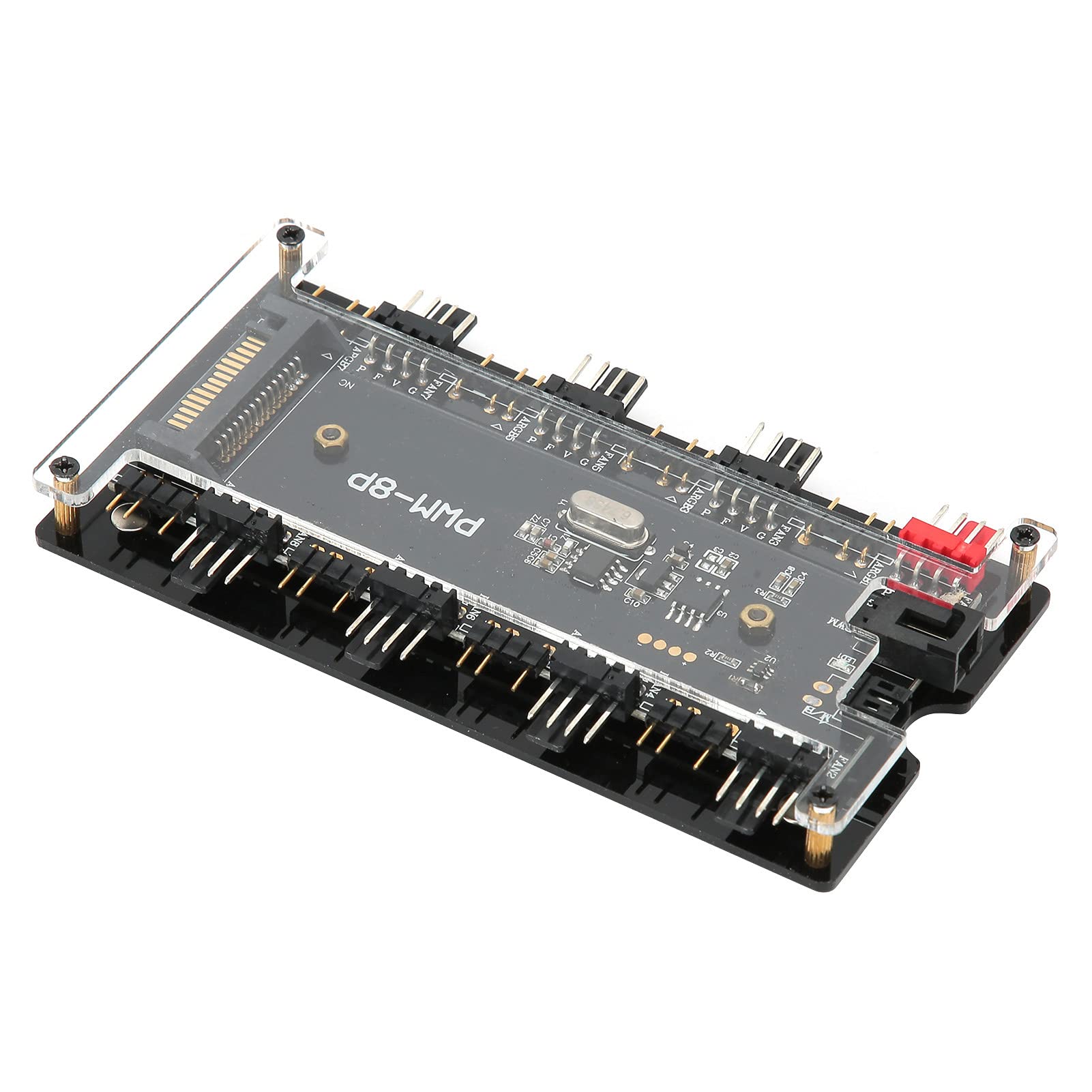Socobeta Case Fan Hub PC Fan Controller ARGB PWM Hub 8-portowy 5V z 21-klawiszowym Pilotem do Zasilania Synchronizacja Płyty Głównej