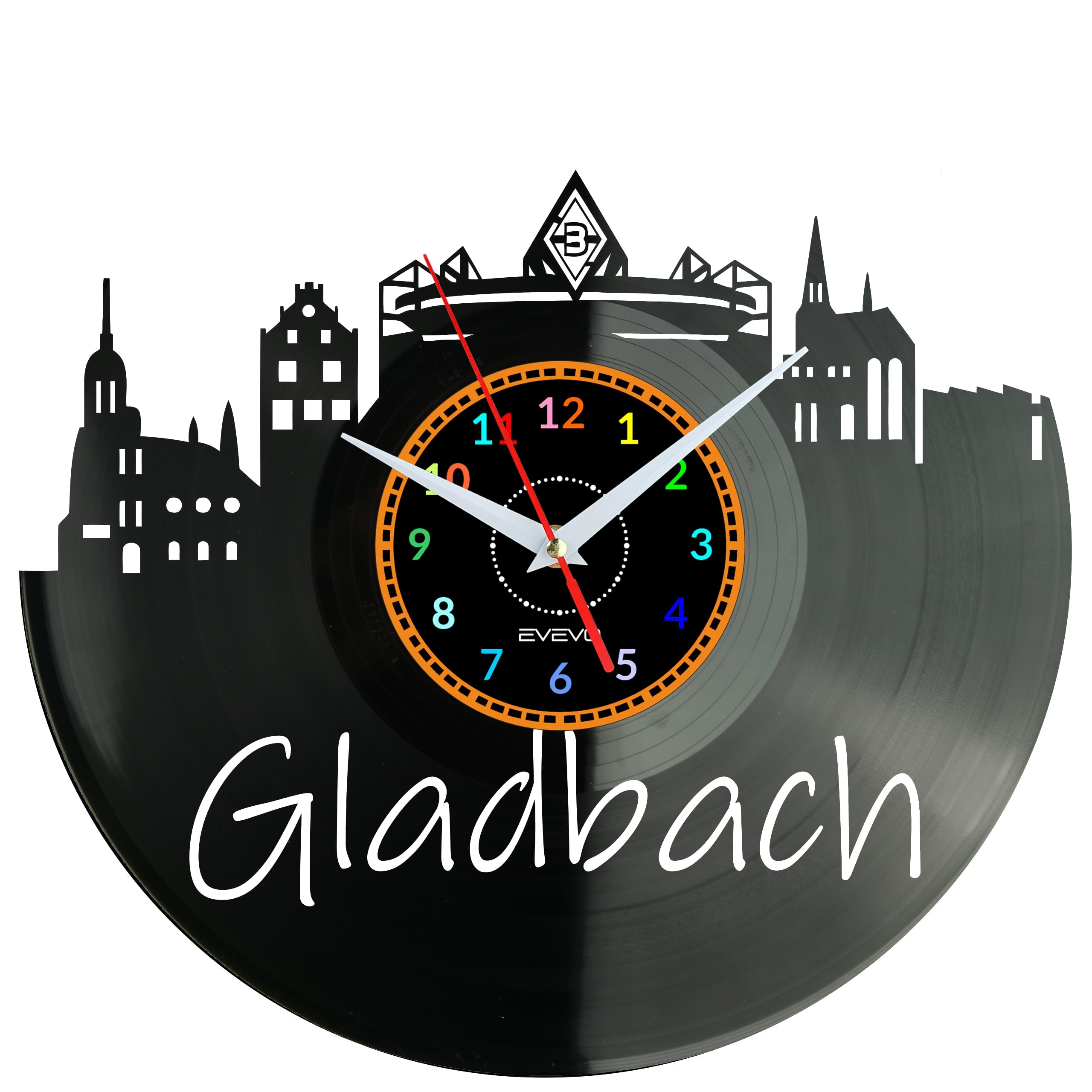 Horloge Murale Gladbach Allemagne Vinyle pour Décoration Bureau Design