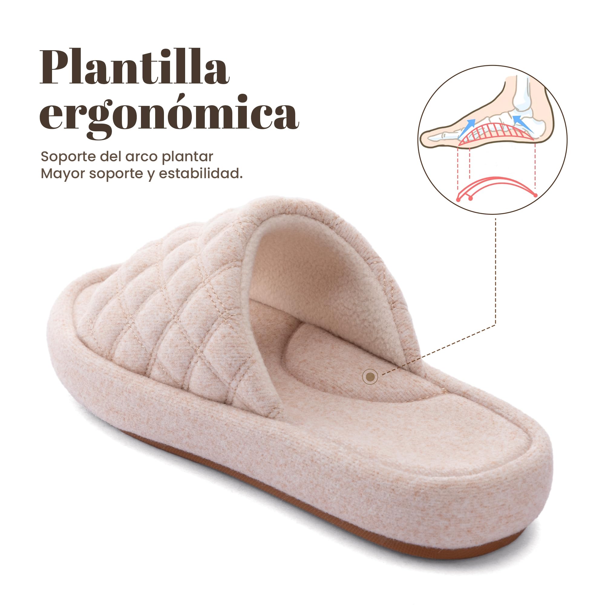 RockDove Zapatillas de Casa para Mujer en Fieltro Acolchado con Punta Abierta, Soporte para el Arco y Espuma Viscoelástica, Cómodas para Interior y Exterior