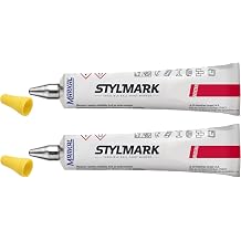 MARKAL 96653 Stylmark Yellow Tube Paint Marker, 2-Pack 1/8" 3mm Steel Ball Tip Industrial Paint Marker for Metal, Concrete, Asphalt & Wet Surfaces