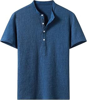 NOAGENJT T-Shirt V Neck Men Green T Shirt Men Men's Fashion Spring and Summer Casual Short Sleeved Stand Up Collar Printed Shirt Men's Breathable Tops Shirt Men Stretchy