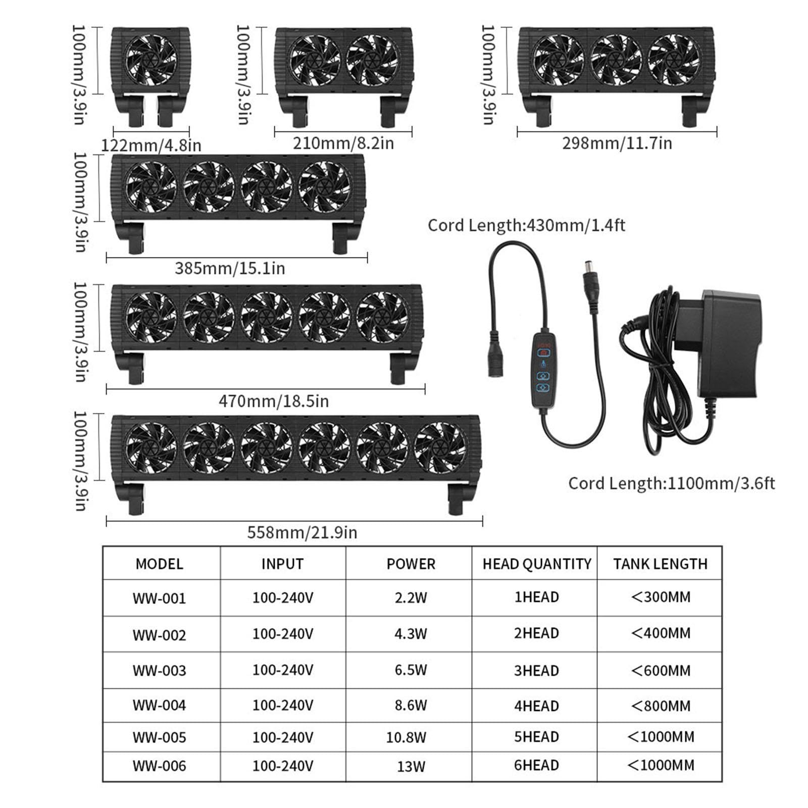 Aquarium Chiller Ventilateur pour Aquarium Ventilateur à Variable Système Compacte Régulateur de Température Support Aluminium Matéria, 5