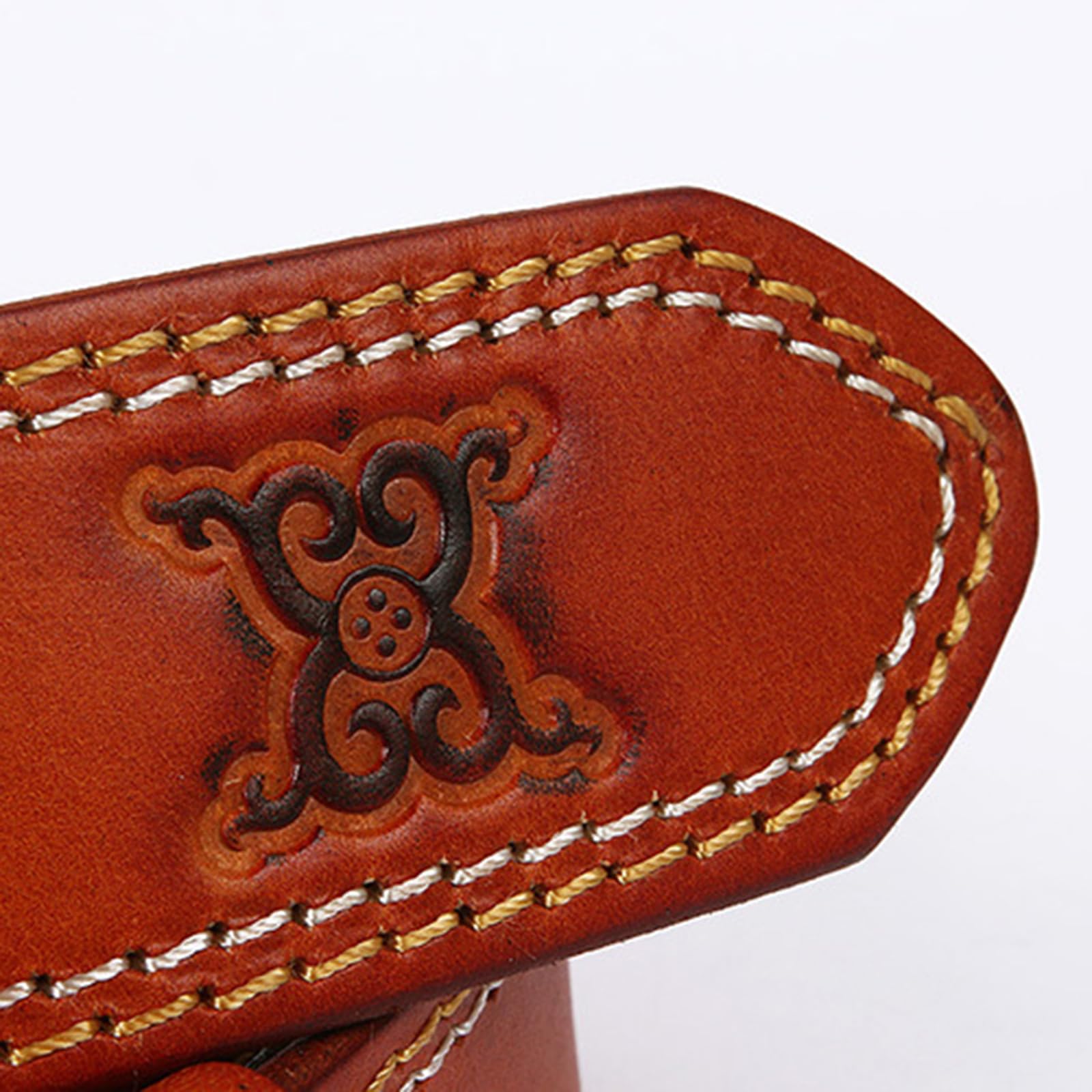Generico Western Cintura con Fibbia a Scatto in Rilievo Fibbia Ovale con Perlina Turchese Stile Country Cinturino in Pelle con Incisione Floreale(105cm/41, Brown)