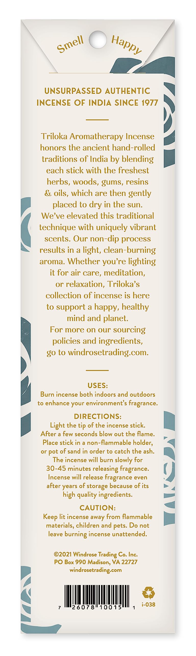 Triloka Original Incense, Nag Champa, 10 Sticks: 1 PACK Evening Rose