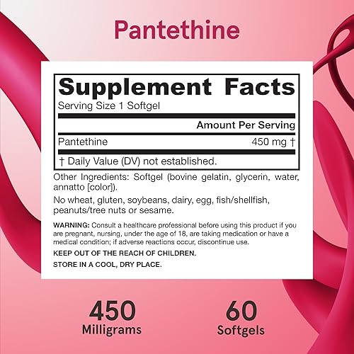 Miniatura 6 de Jarrow Formulas Pantethine 450 mg - 60 cápsulas blandas - Apoya la salud cardíaca y cardiovascular, carbohidratos y metabolismo de lípidos -