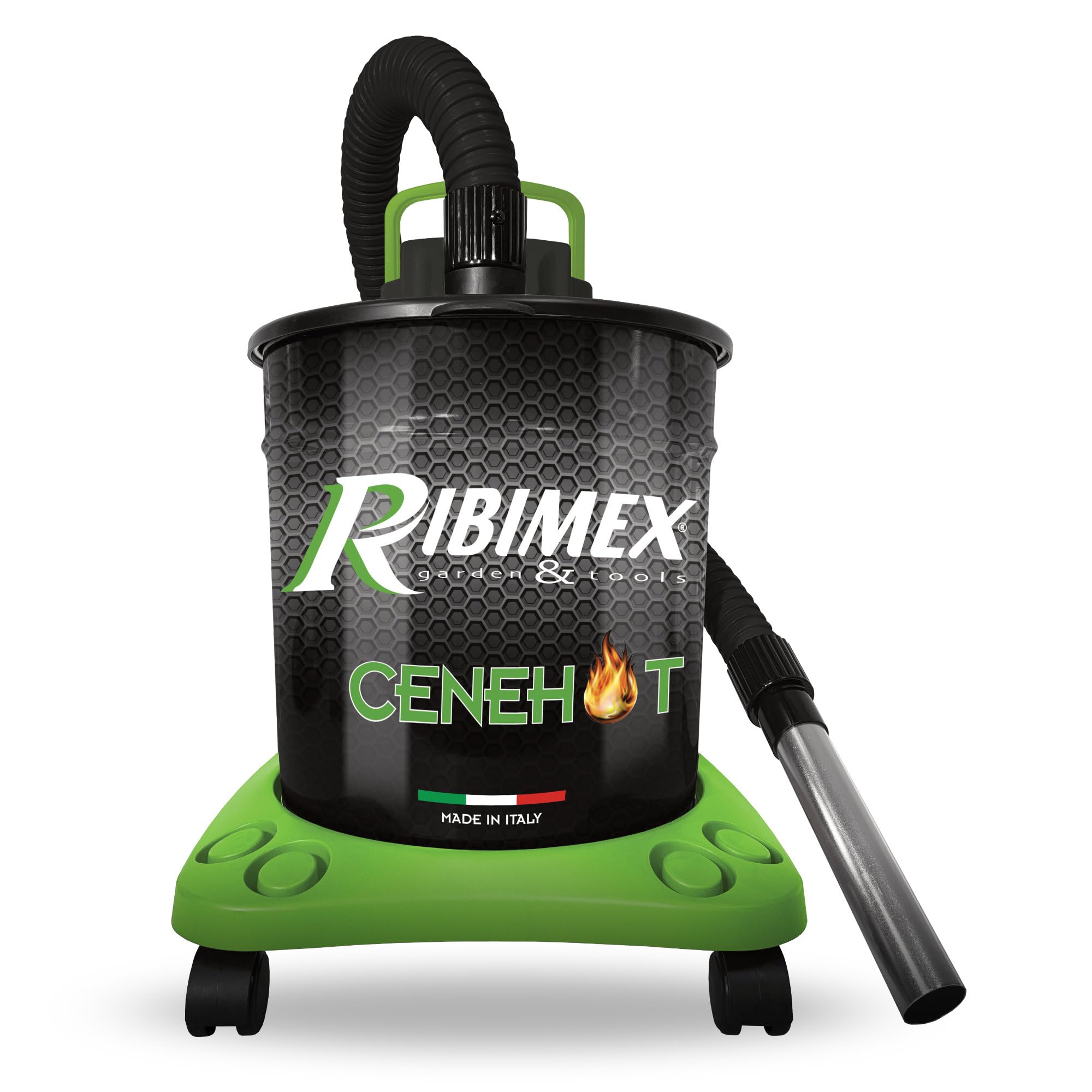 Ribimex Aspiracenere Elettrico Cenehot per Ceneri Calde fino a 40 Gradi, con Filtro HEPA Speciale, Bidone da 18 L, Potenza 950 W, Ideale per Stufe, Caminetti e Barbecue - PRCEN008